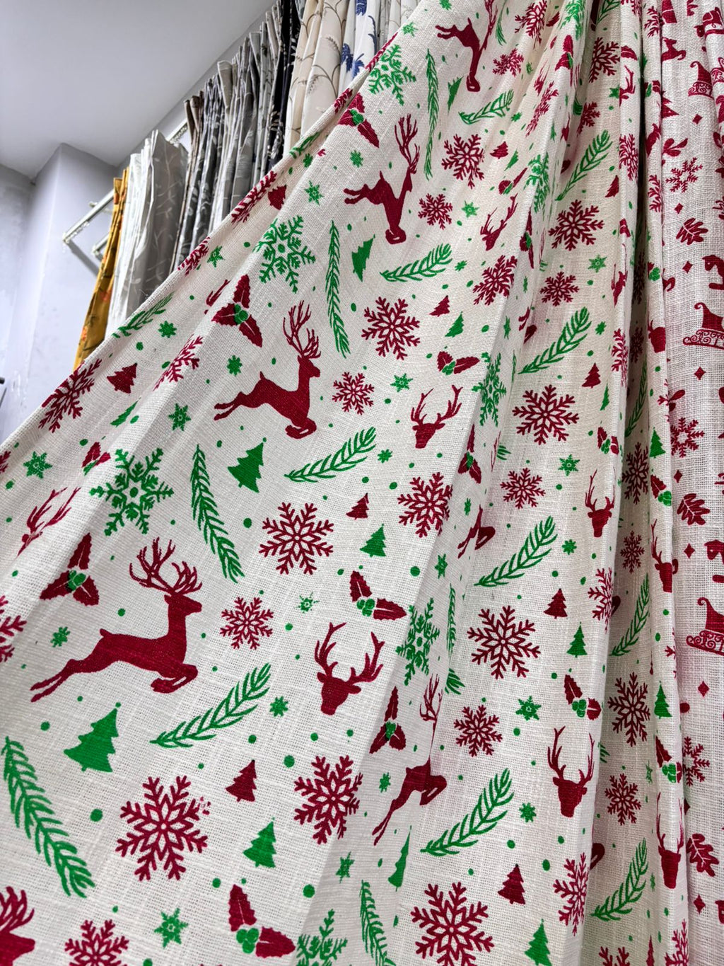 Christmas Themed Printed Cotton Curtain