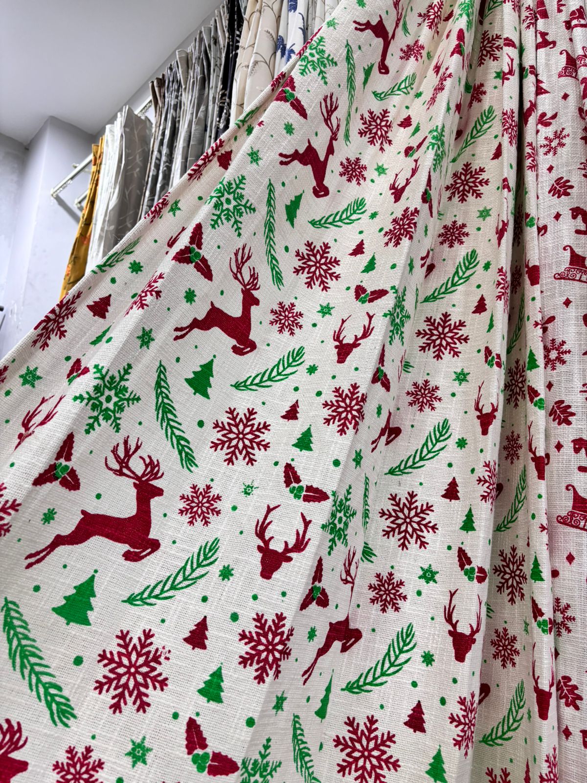 Christmas Themed Printed Cotton Curtain