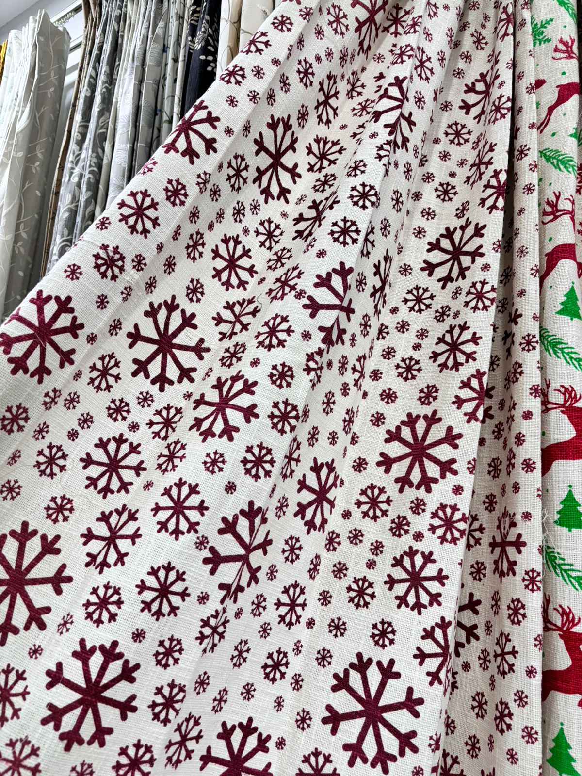Christmas Themed Printed Cotton Curtain