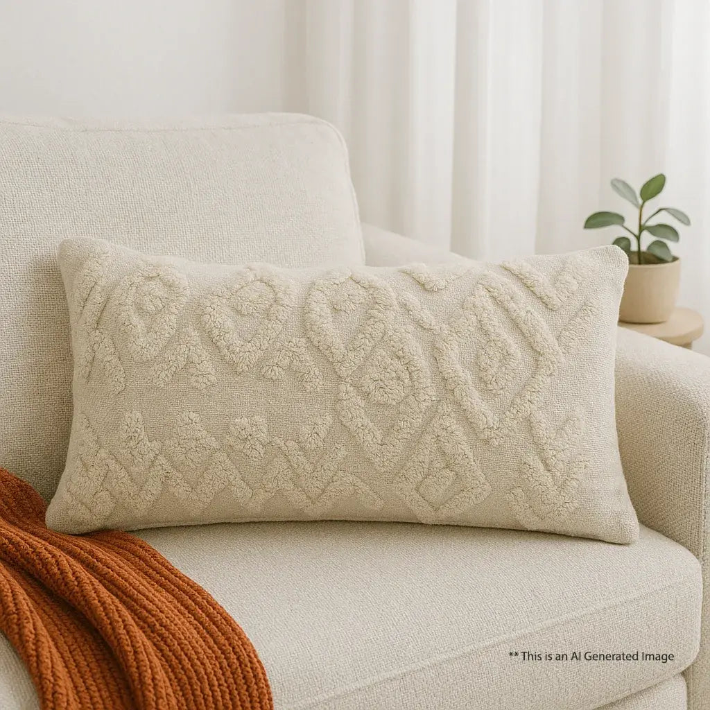 Slub-Cotton Tufted Cushion Cover, 30cm X 50cm (12" X 20")