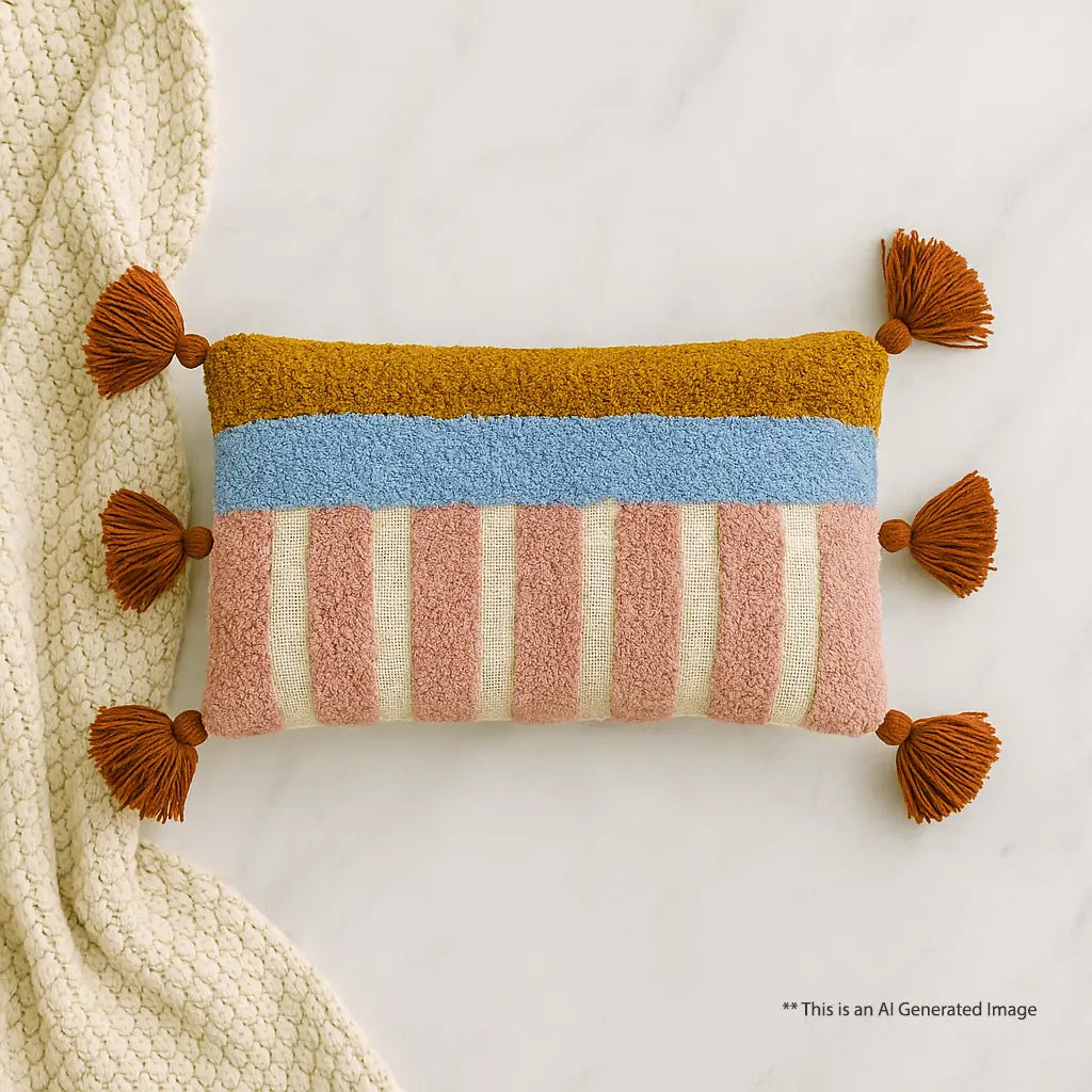 Slub-Cotton Tufted Cushion Cover, 30cm X 50cm (12" X 20")