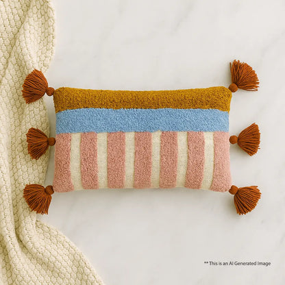 Slub-Cotton Tufted Cushion Cover, 30cm X 50cm (12" X 20")