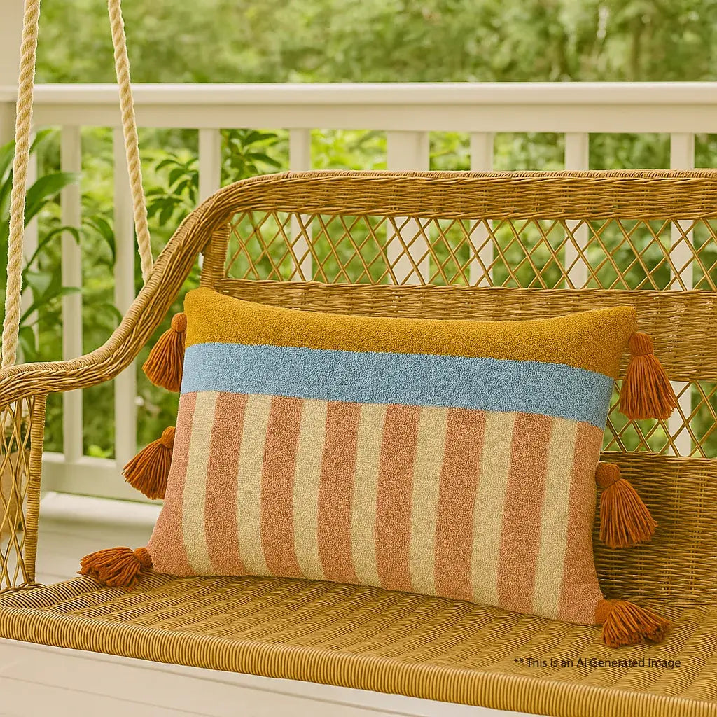 Slub-Cotton Tufted Cushion Cover, 30cm X 50cm (12" X 20")