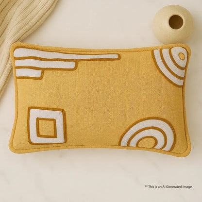 Slub-Cotton Embroidered Cushion Cover, 30cm X 50cm (12" X 20")
