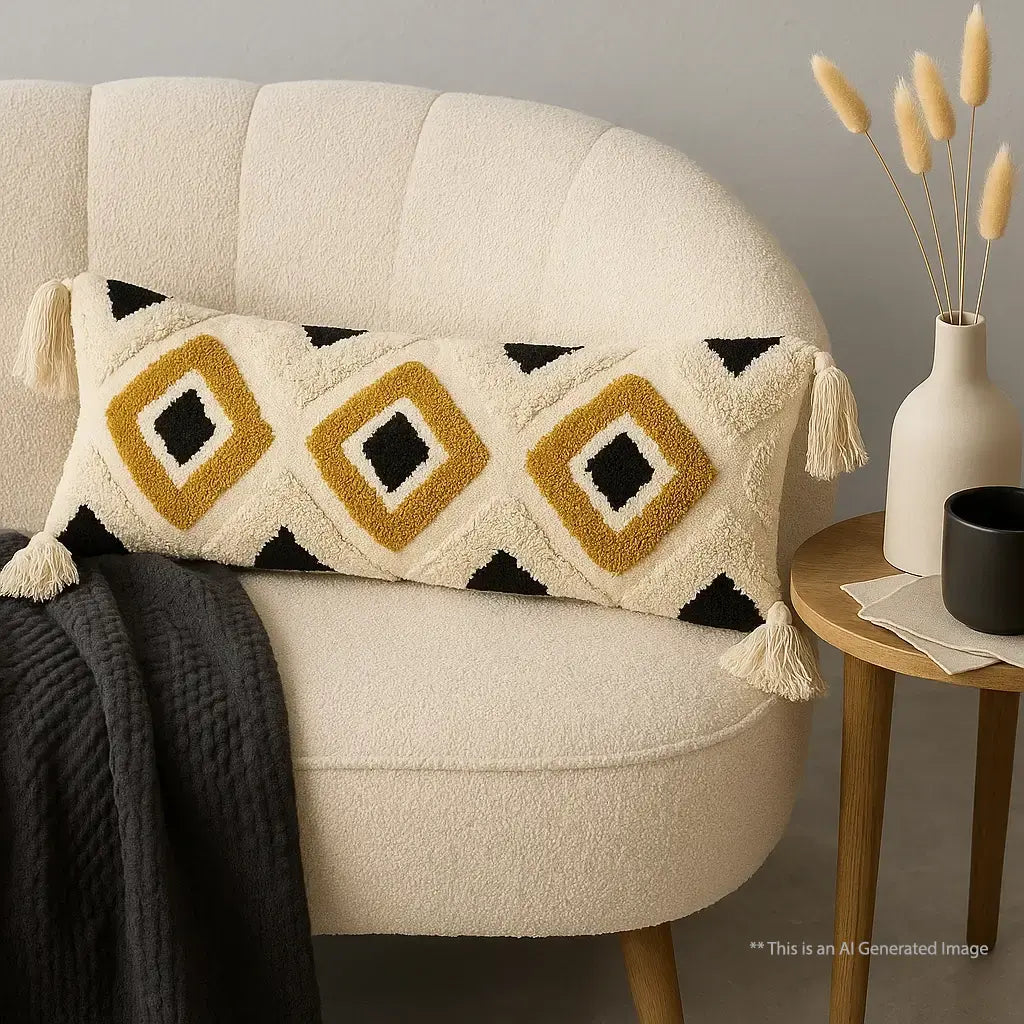 Cotton Tufted Cushion Cover, Size:30cm x 91cm (12" x 36")