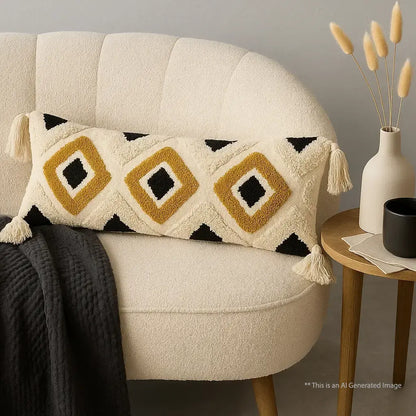 Cotton Tufted Cushion Cover, Size:30cm x 91cm (12" x 36")