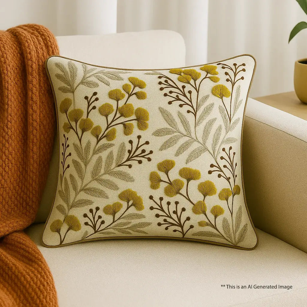 Mustard Meadow- Premium Cushion Cover
