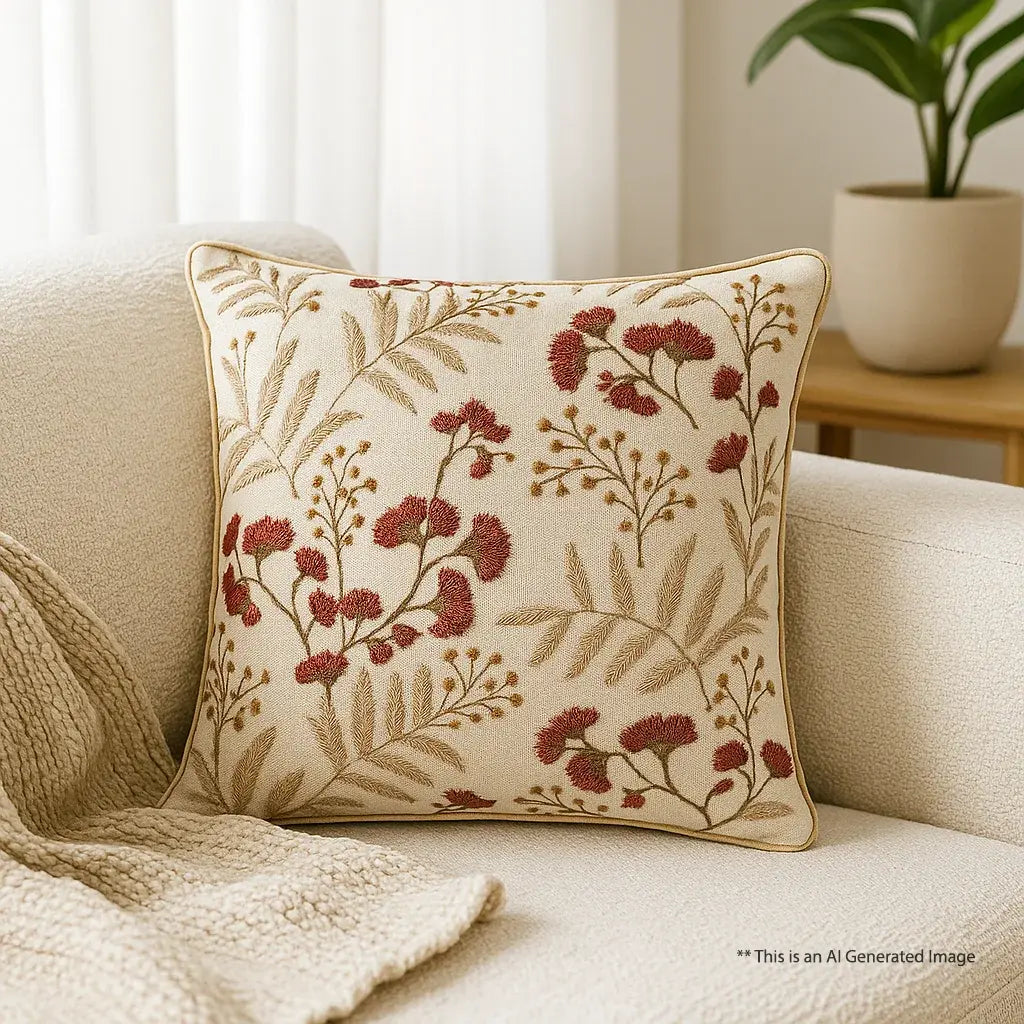 Rustic Meadow Blossom - Premium Cushion Cover