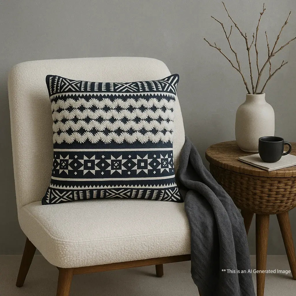 Blue Block Tufted