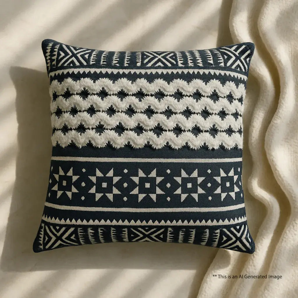 Blue Block Tufted