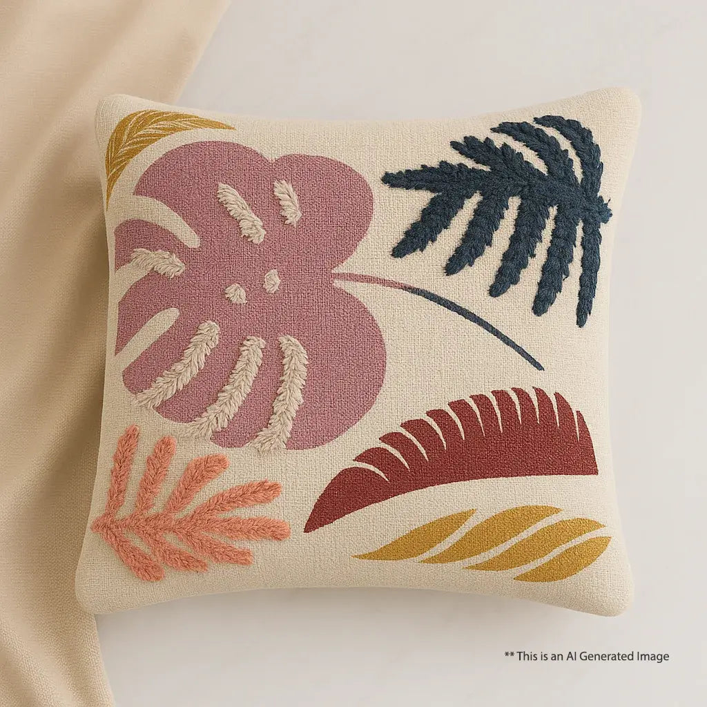 Color Splash Leaves - Tufted Premium Cushion Covers