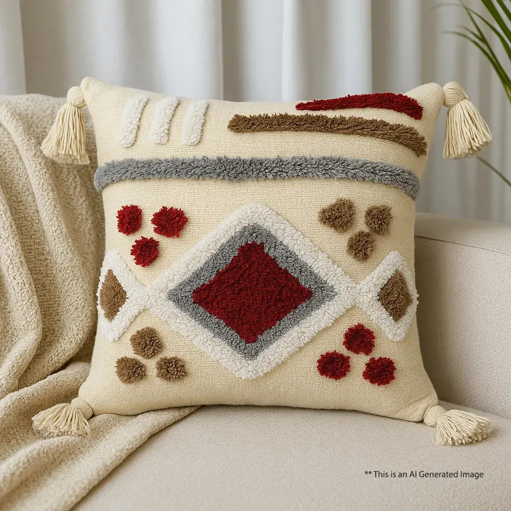 Abstract Drift - Tufted Premium Cushion Cover