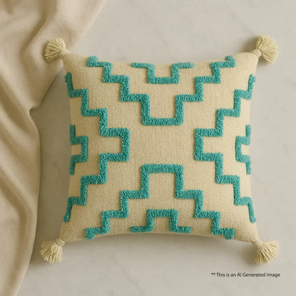 Azure grid - Tufted Premium Cushion Cover