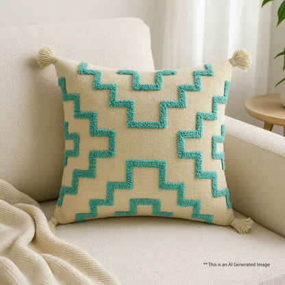 Azure grid - Tufted Premium Cushion Cover