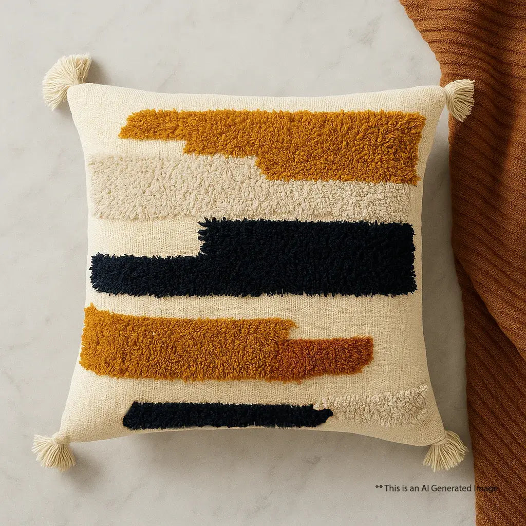 Sunset Horizon Stripes - Tufted Premium Cushion Cover