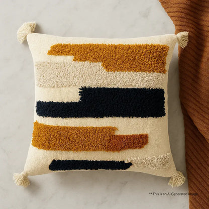 Sunset Horizon Stripes - Tufted Premium Cushion Cover