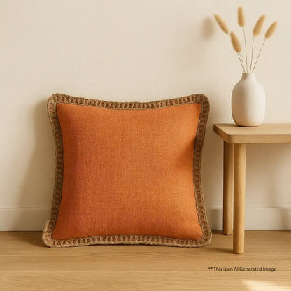 Rustic Charm Jute Lace - Premium Cushion Cover