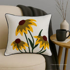 Sunlit Blossoms Cotton Embroidered Cushion Cover