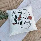 Slub-cotton Embroidered Cushion Cover, 60cm X 60cm (24" X 24")