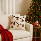 Christmas Themed Slub-Cotton Tufted Cushion Cover, Size:40cm X 40cm (16" X 16")