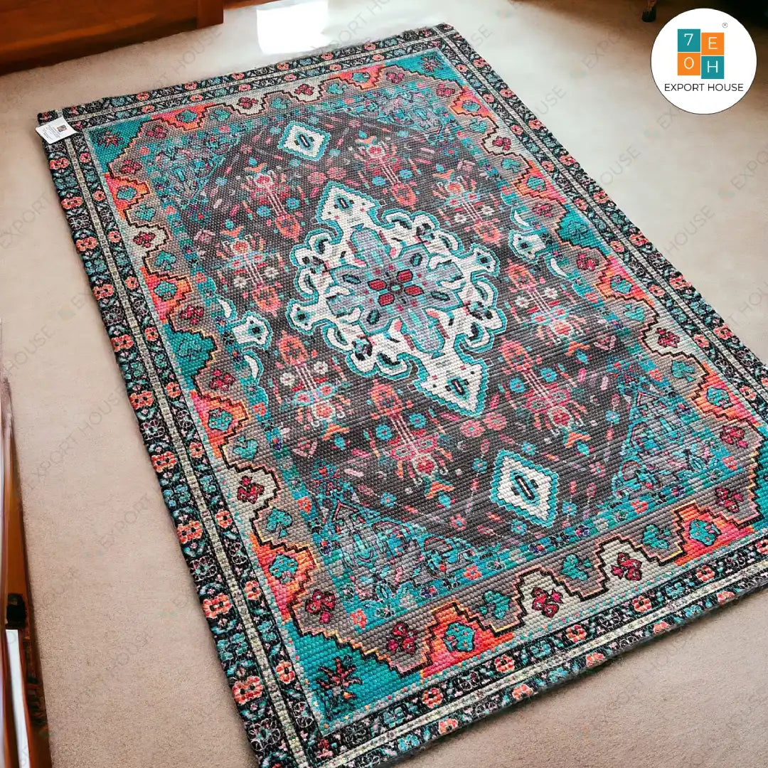 Luxurious Cotton Printed Carpet: 5ft x 7ft Premium Floor Décor