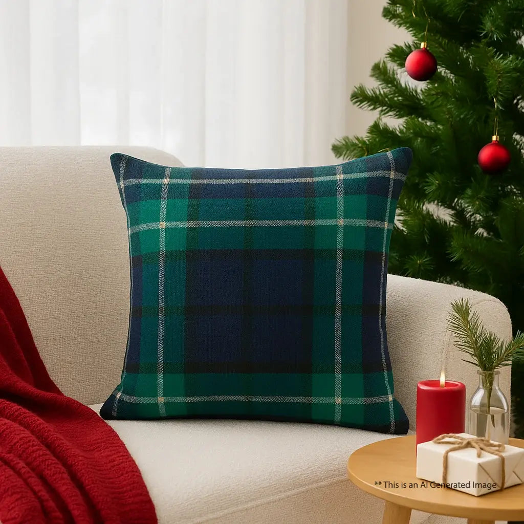 Christmas Themed Cotton Printed Cushion Cover, Size:40cm X 40cm (16" X 16")