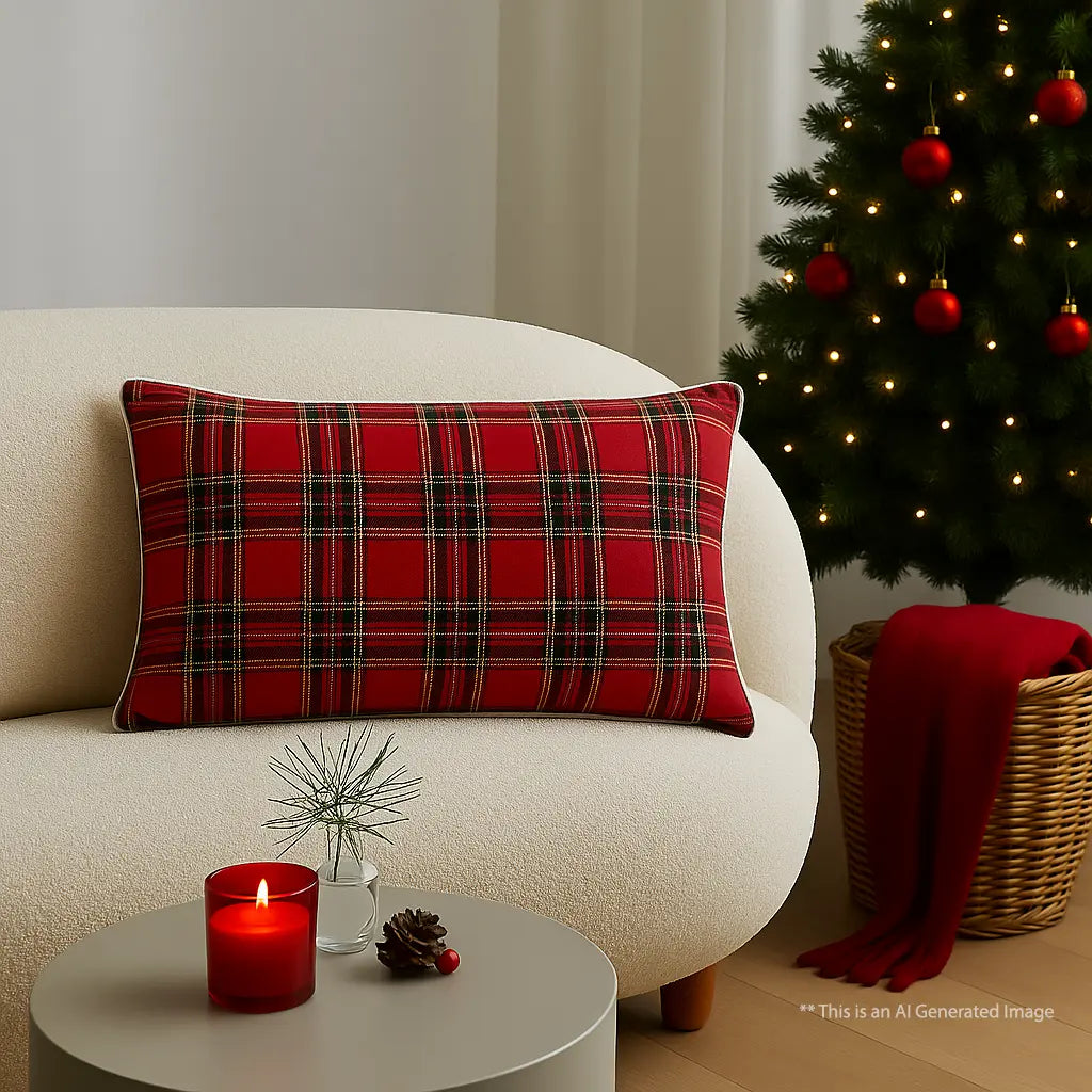 Christmas Themed Cotton Printed Cushion Cover, Size:35cm X 50cm (14" X 20")