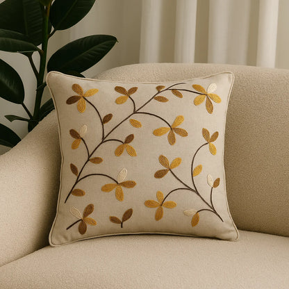 Cotton Embroidered Cushion Cover, Size:40cm X 40cm (16" X 16")