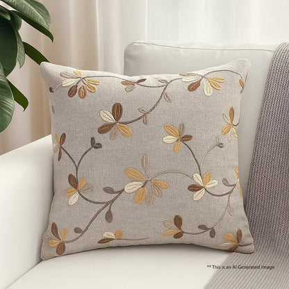 Cotton Embroidered Cushion Cover, Size:40cm X 40cm (16" X 16")