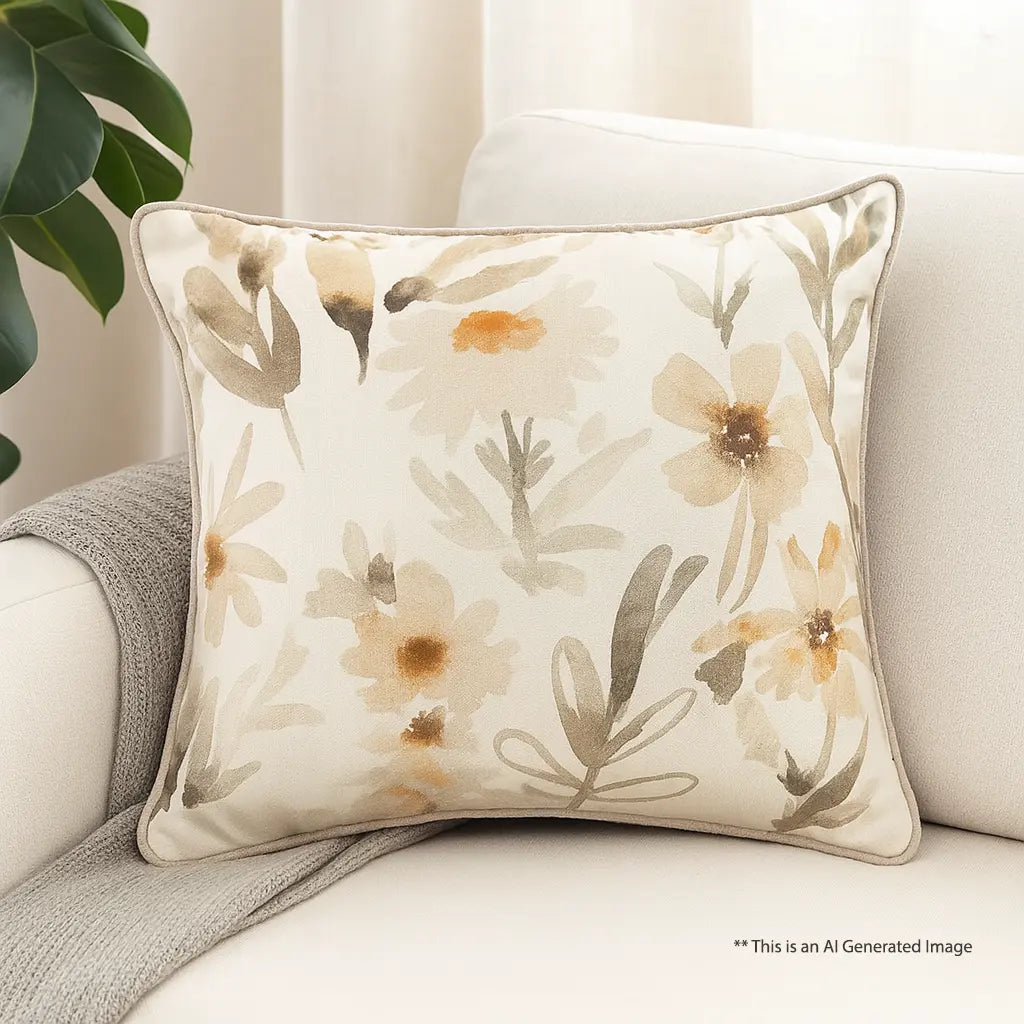 Cotton Printed Printed Cushion Cover, Size:40cm X 40cm (16" X 16")