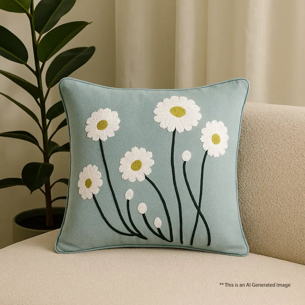 Aari Work Cushion Covers, 40cm X 40cm (16" X 16")