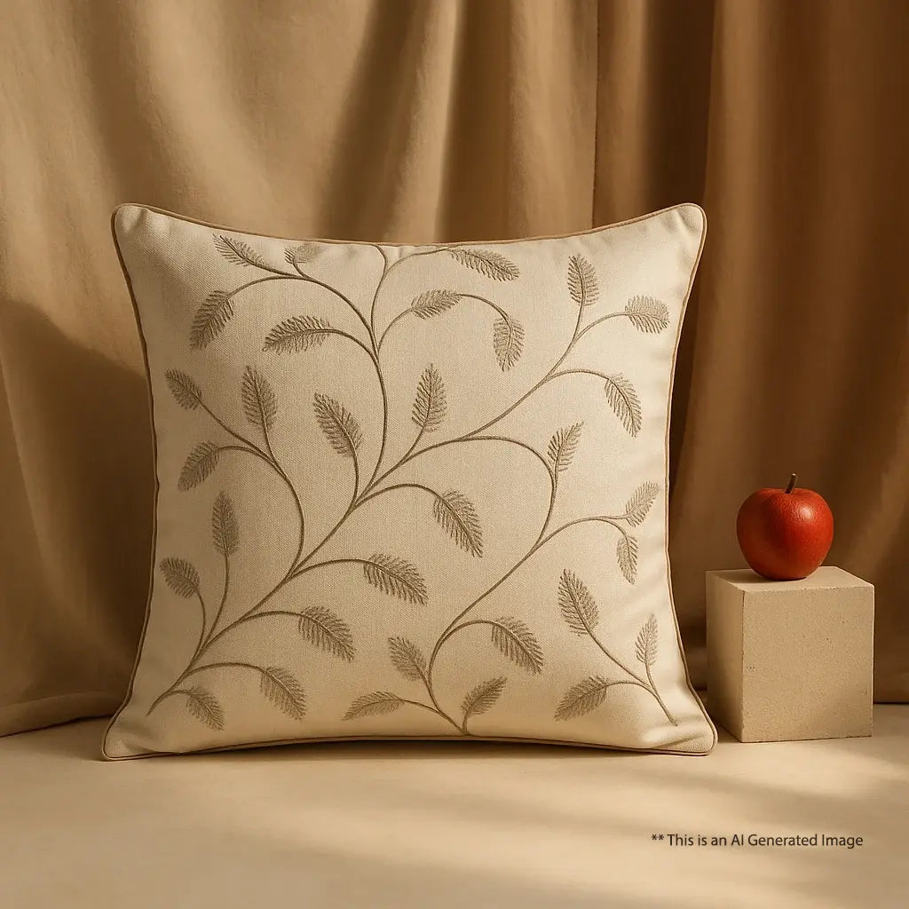 Embroidered Cushion Cover, 40cm X 40cm (16" X 16")