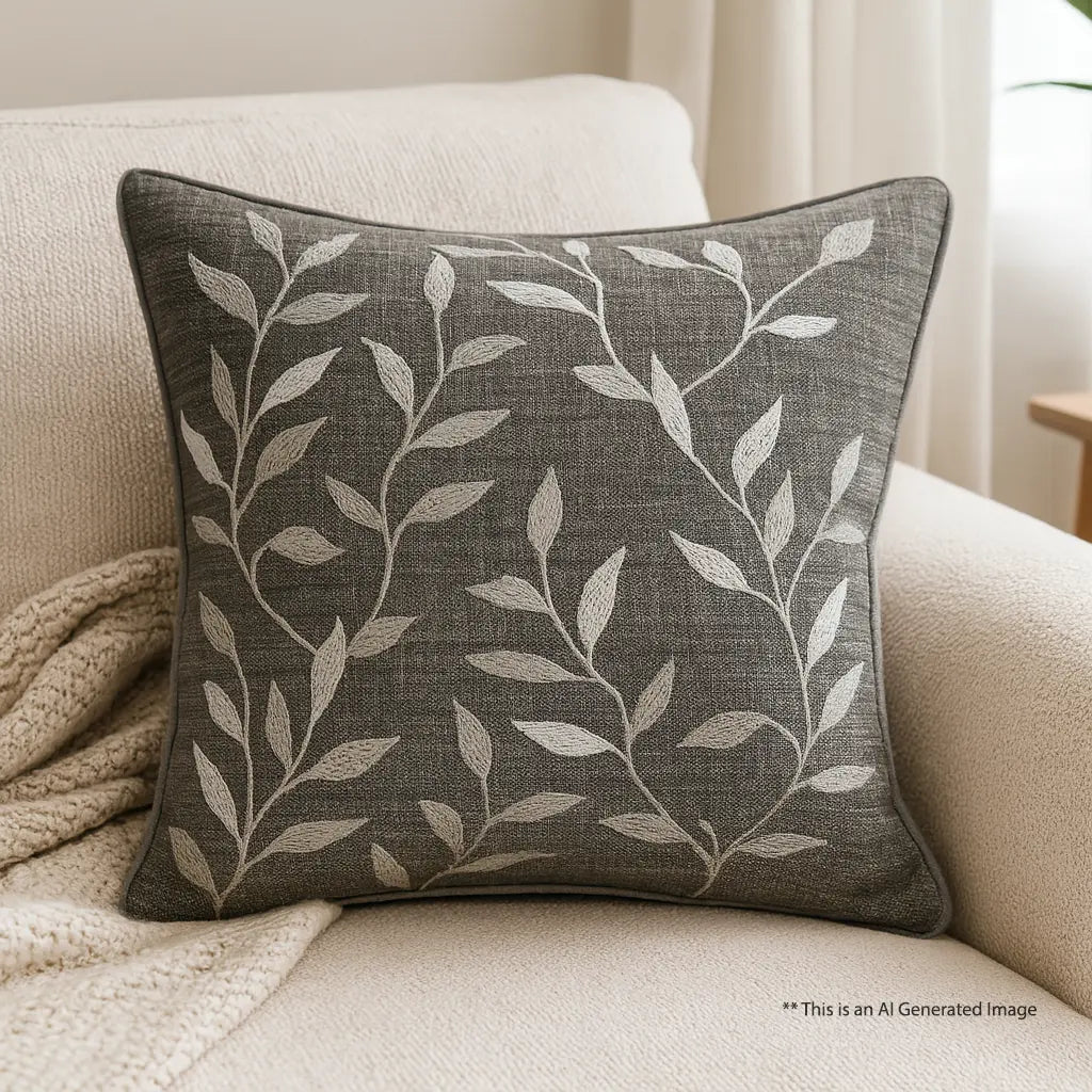 Embroidered Cushion Cover, 40cm X 40cm (16" X 16")