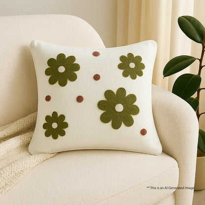 Cotton Embroidered Cushion Cover, 40cm X 40cm (16" X 16")