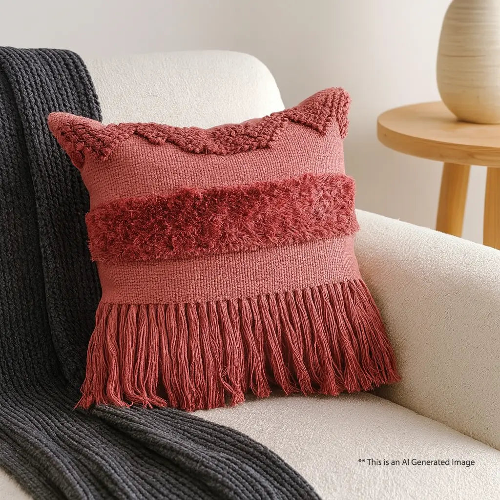 Cotton Boho Cushion Cover, 40cm X 40cm (16" X 16")