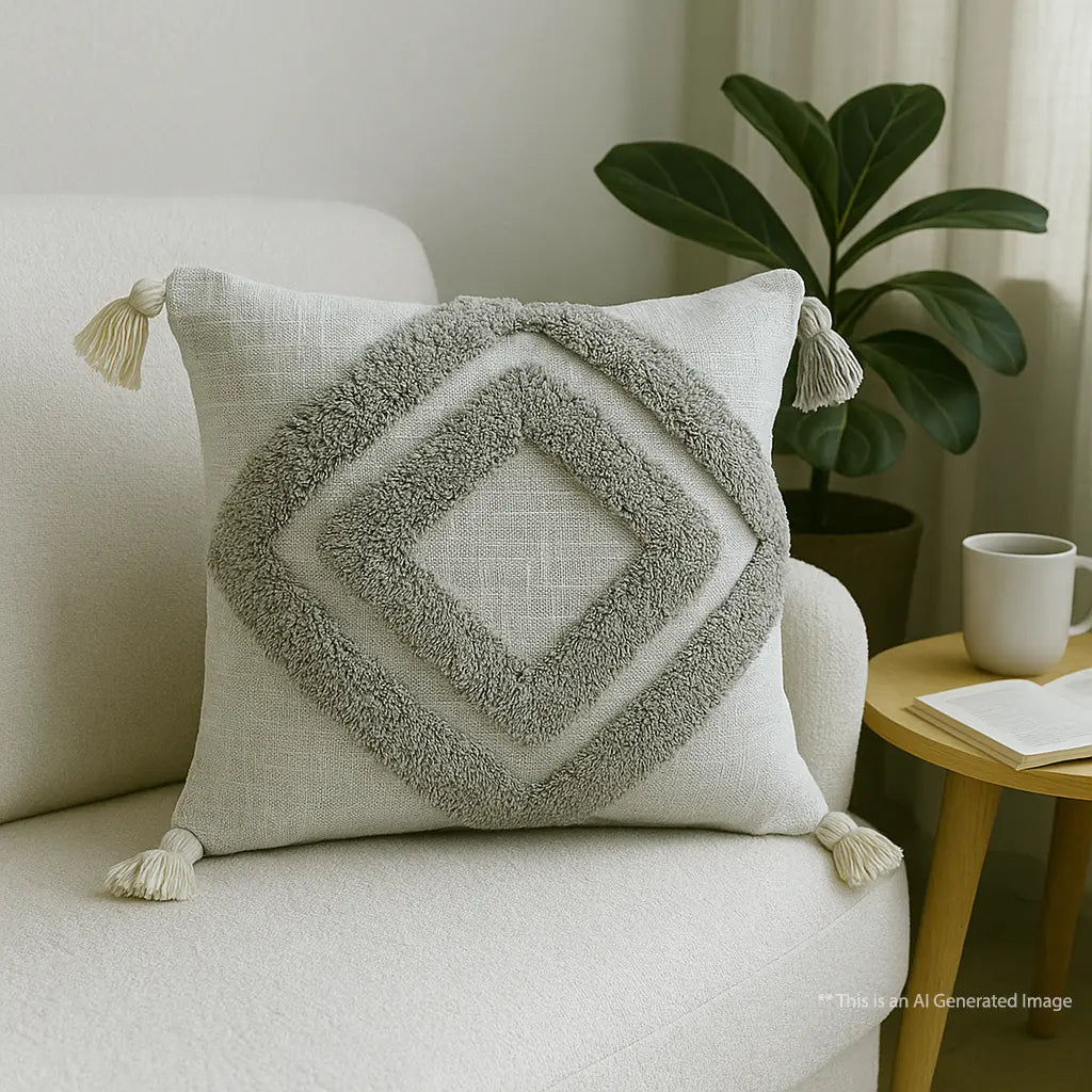 Cotton Tufted Cushion Cover, 40cm X 40cm (16" X 16")