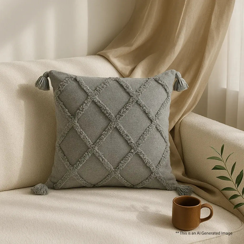 Cotton Tufted Cushion Cover, 40cm X 40cm (16" X 16")