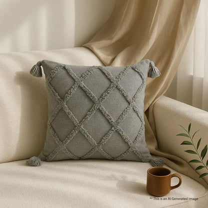Cotton Tufted Cushion Cover, 40cm X 40cm (16" X 16")