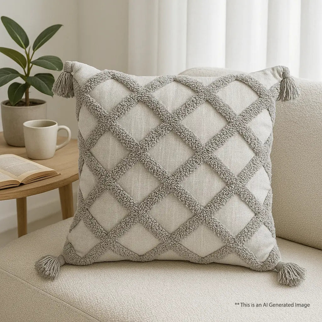 Cotton Tufted Cushion Cover, 40cm X 40cm (16" X 16")