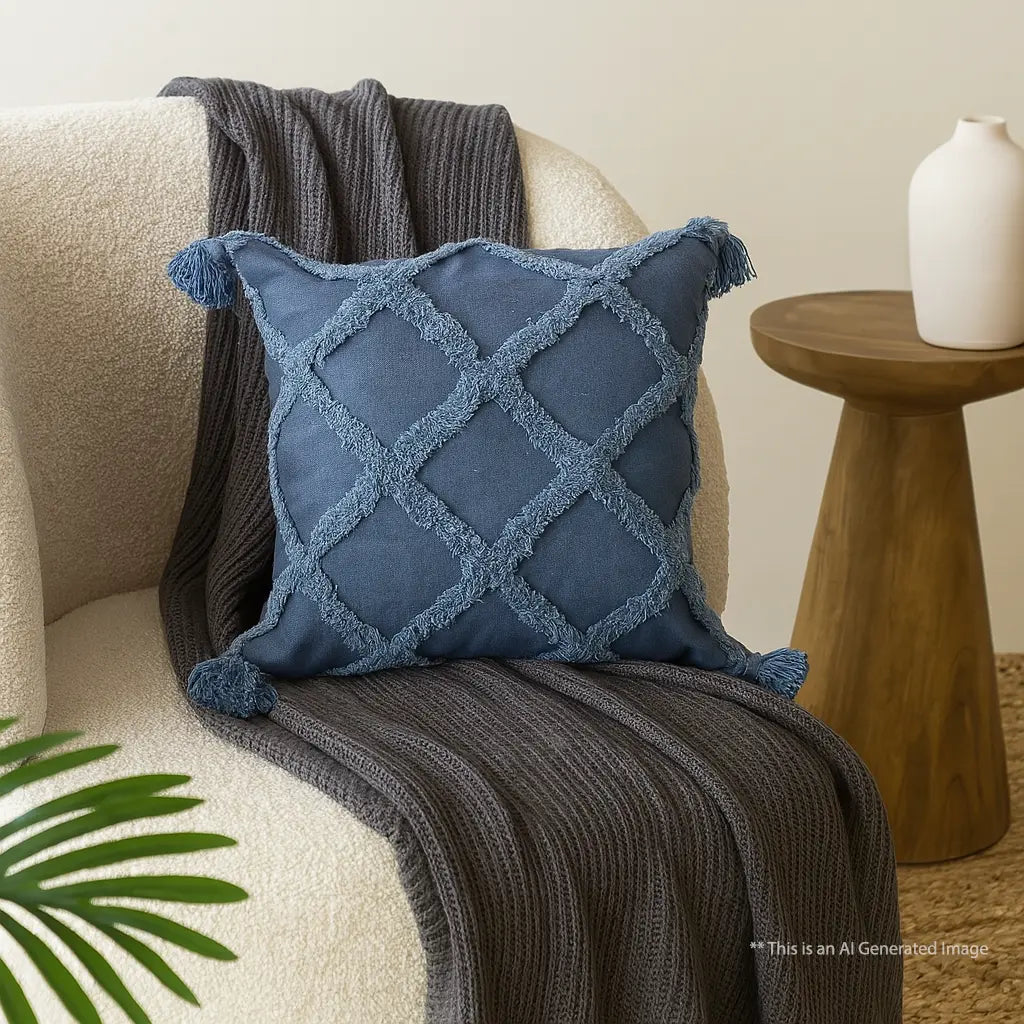 Cotton Tufted Cushion Cover, 40cm X 40cm (16" X 16")