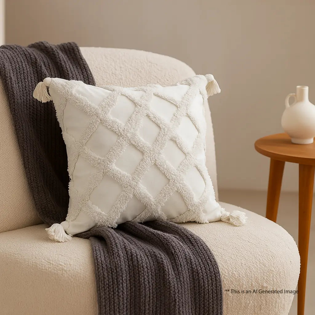 Cotton Tufted Cushion Cover, 40cm X 40cm (16" X 16")