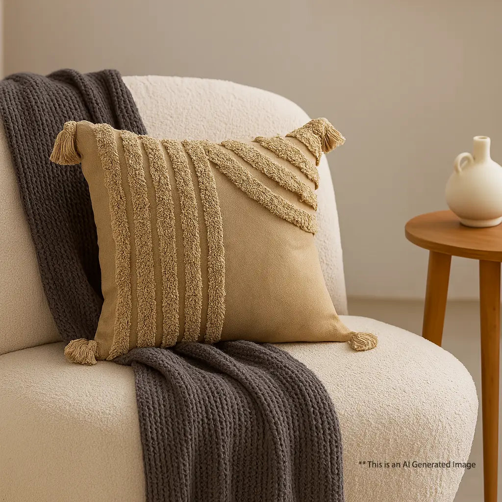 Cotton Tufted Cushion Cover, 40cm X 40cm (16" X 16")