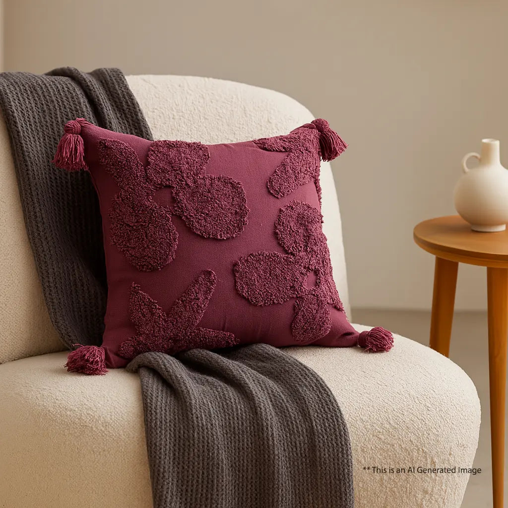 Cotton Tufted Cushion Cover, 40cm X 40cm (16" X 16")