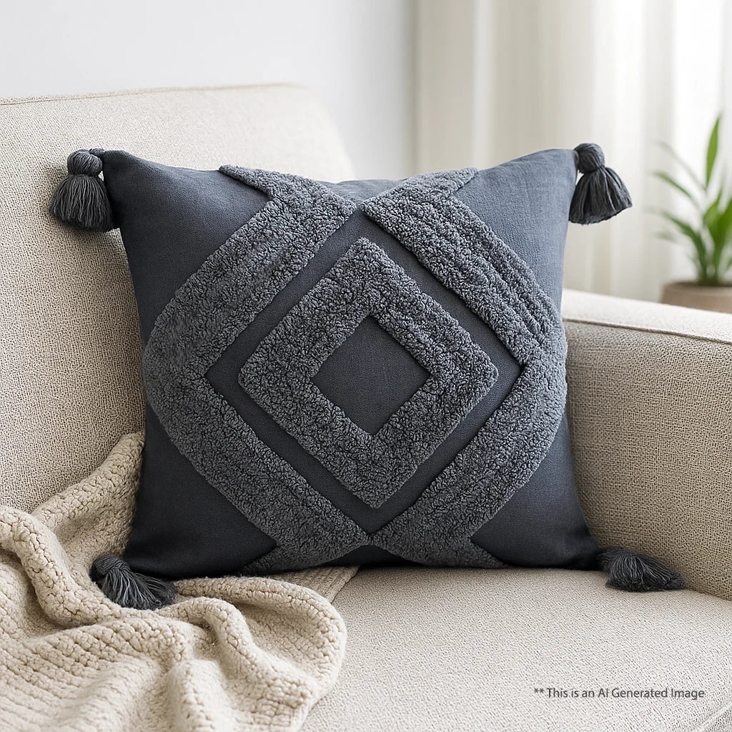 Cotton Tufted Cushion Cover, 40cm X 40cm (16" X 16")