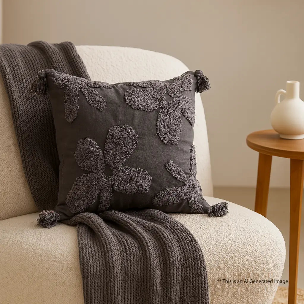 Cotton Tufted Cushion Cover, 40cm X 40cm (16" X 16")