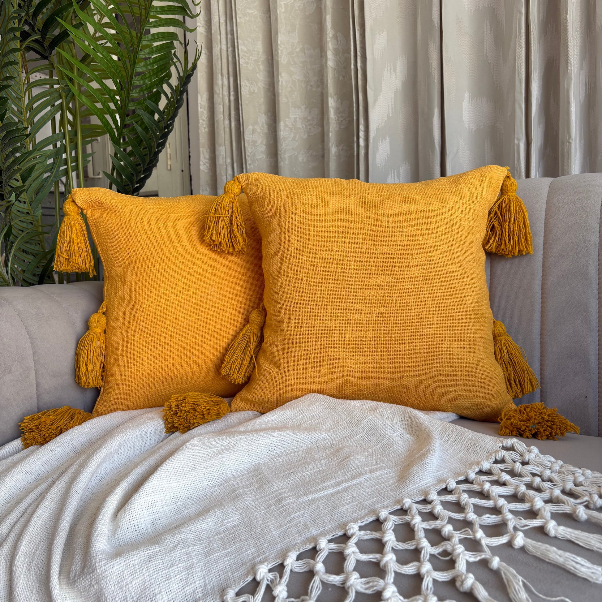 Slub-Cotton Plain Cushion Cover, 40cm X 40cm (16" X 16")