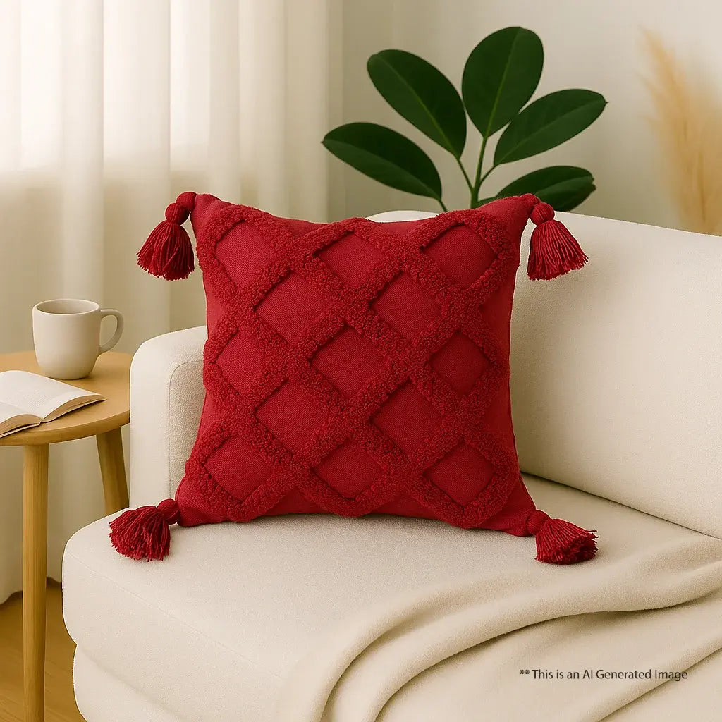 Cotton Tufted Cushion Cover, 40cm X 40cm (16" X 16")