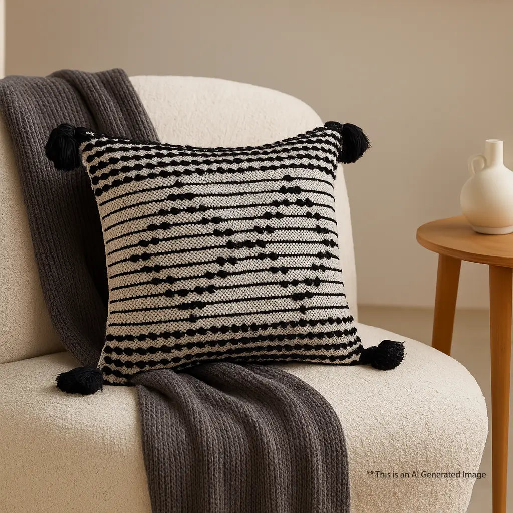 Cotton Boho Cushion Cover, 50cm X 50cm (20" X 20")