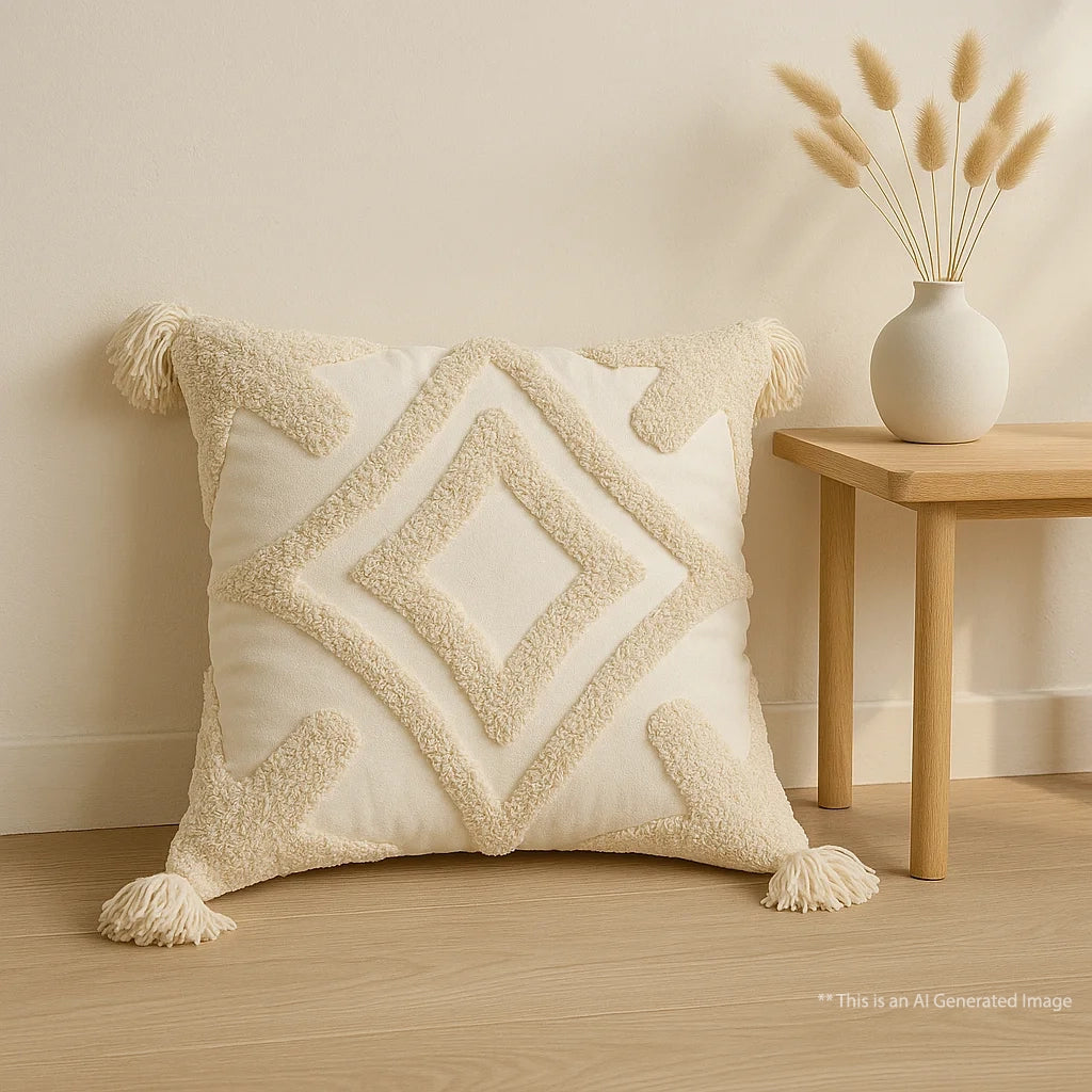 Cotton Tufted Cushion Cover, 40cm X 40cm (16" X 16")