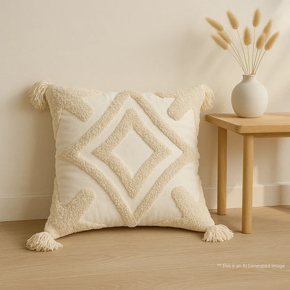 Cotton Tufted Cushion Cover, 40cm X 40cm (16" X 16")